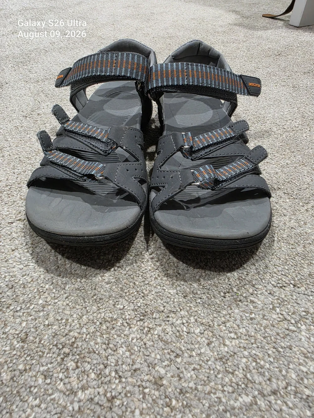 Womens Grey Outdoor Sandals with Striped Webbing